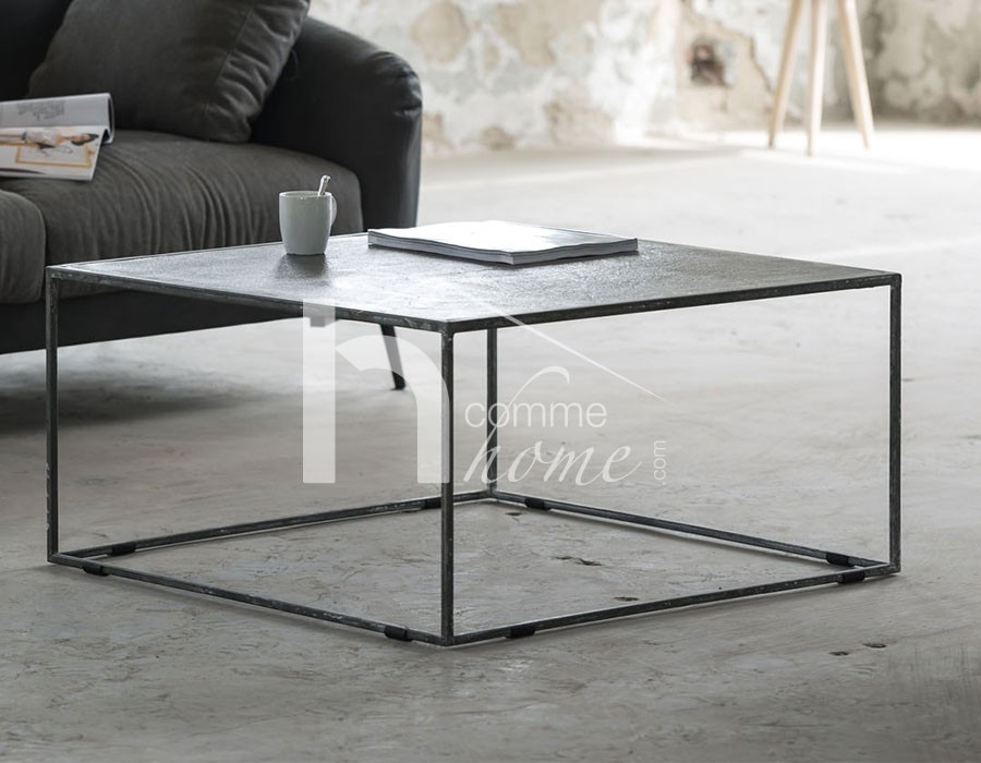 Table basse carrée metal noir