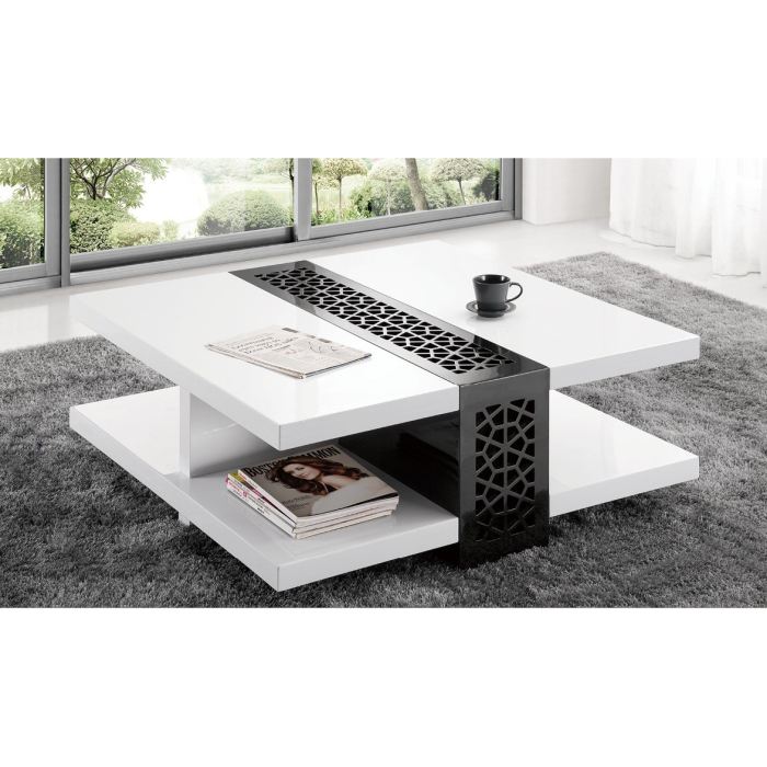 Table basse moderne blanc bois