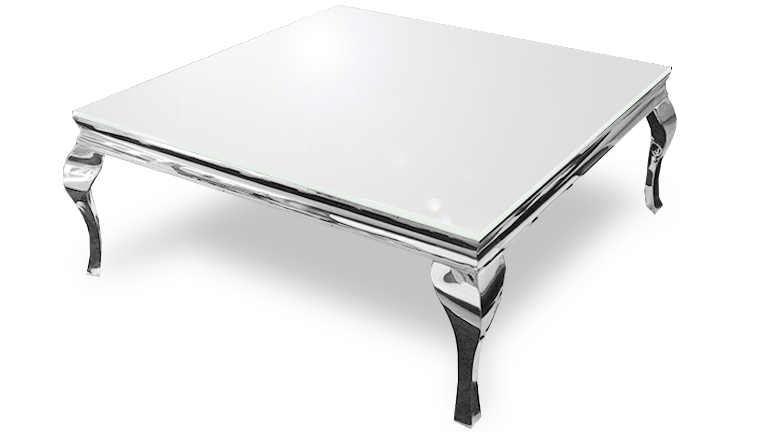 Table basse design carrée grise et blanche laquée bling