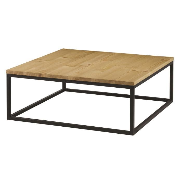 Table basse bois metal carre