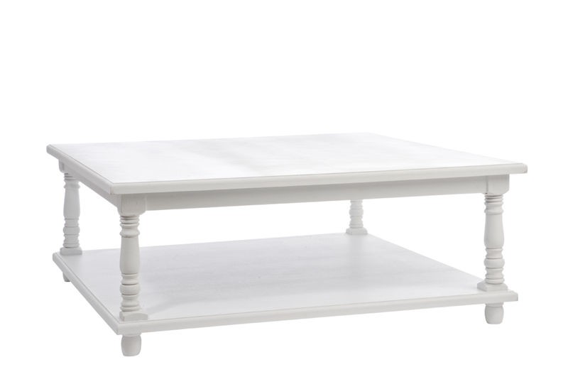Table basse bois blanc carré