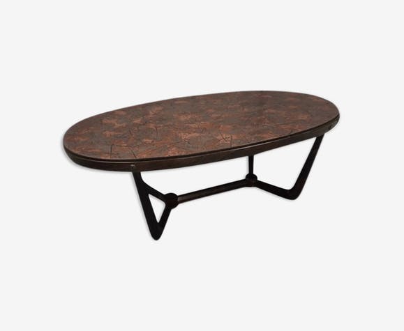 Table basse cuivre bois