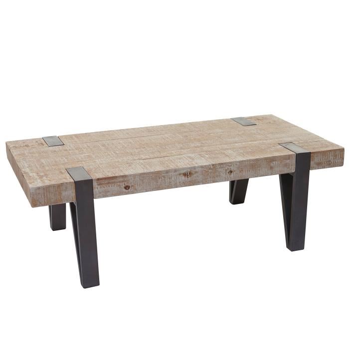 Table basse rustique bois blanc