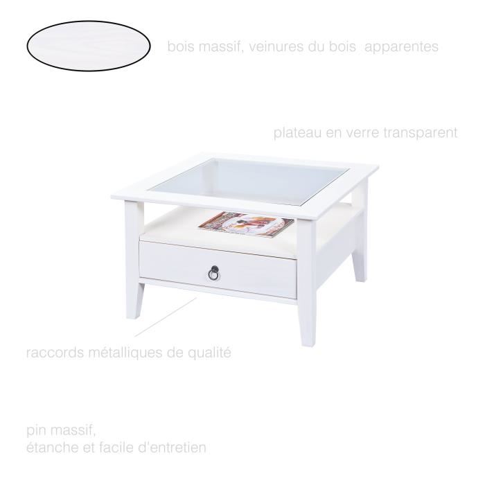 Table basse carré bois blanc