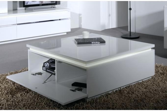 Table basse design réglable blanche avec rangement