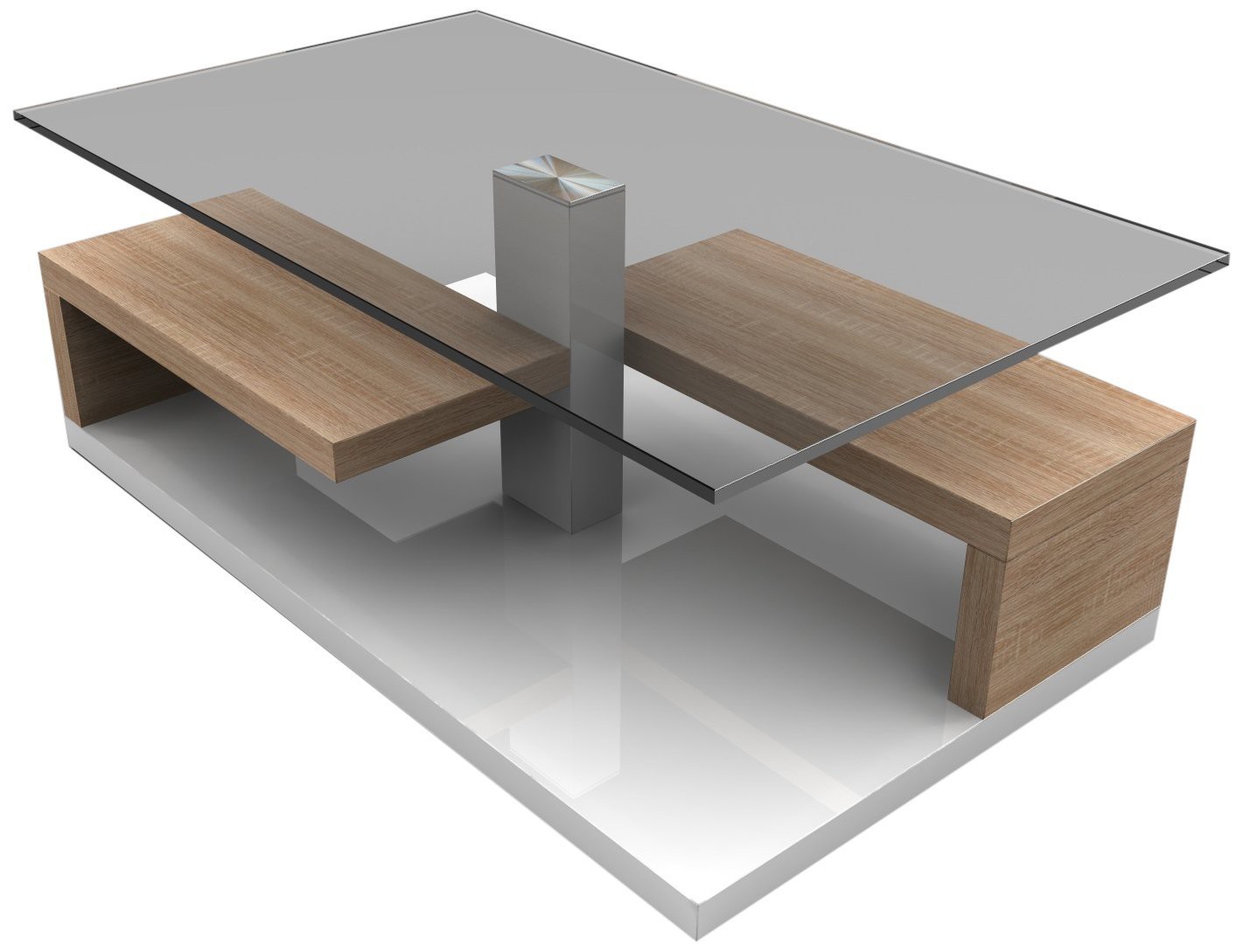 Table basse de salon bois et verre