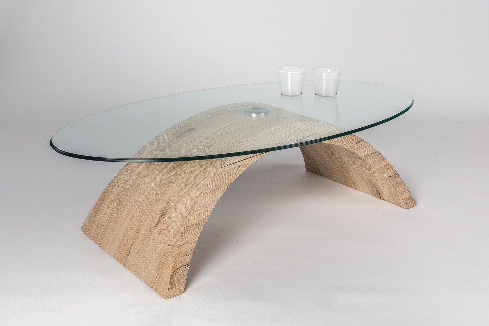 Table basse ovale bois clair