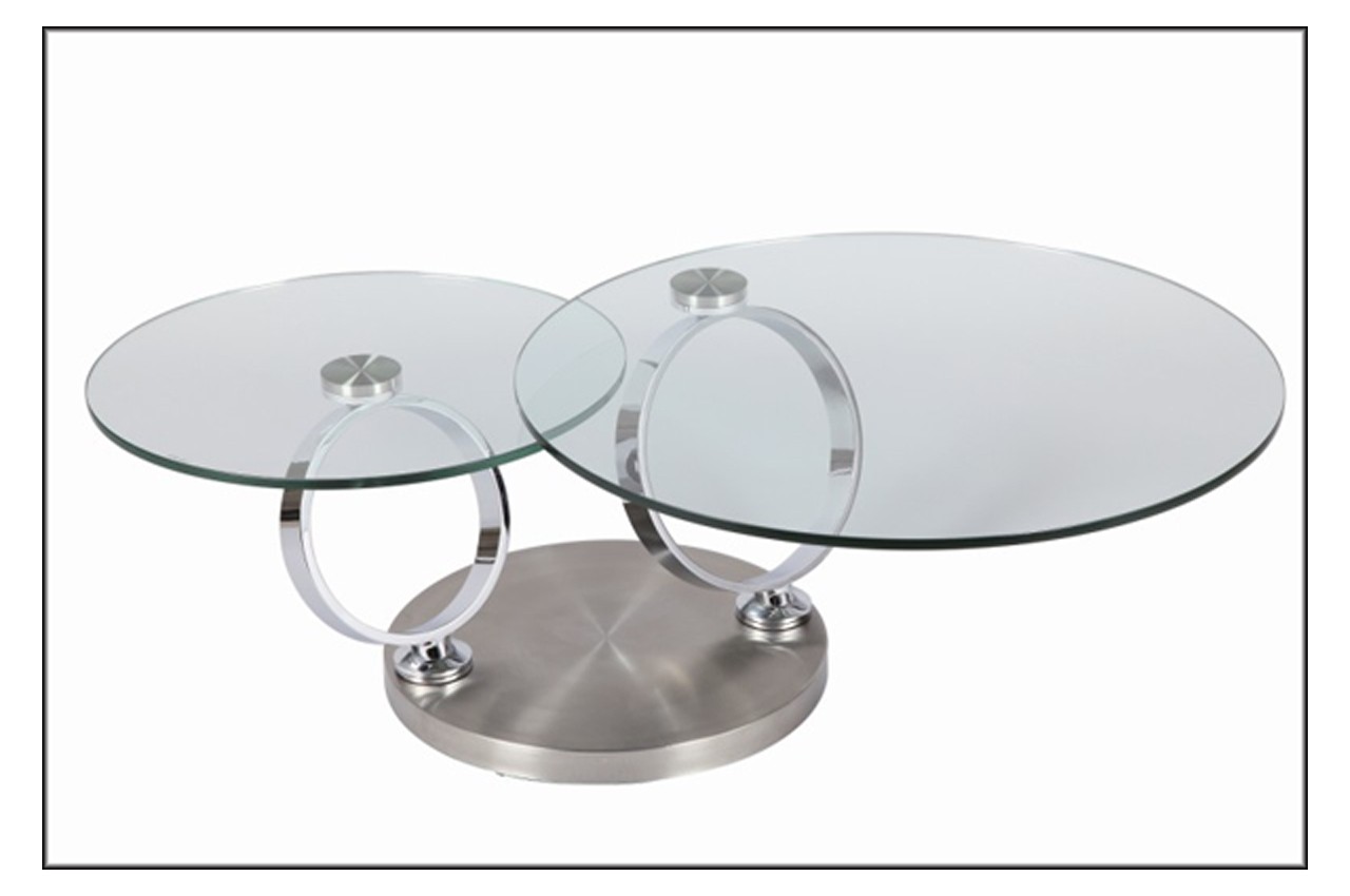 Table basse en verre ronde modulable