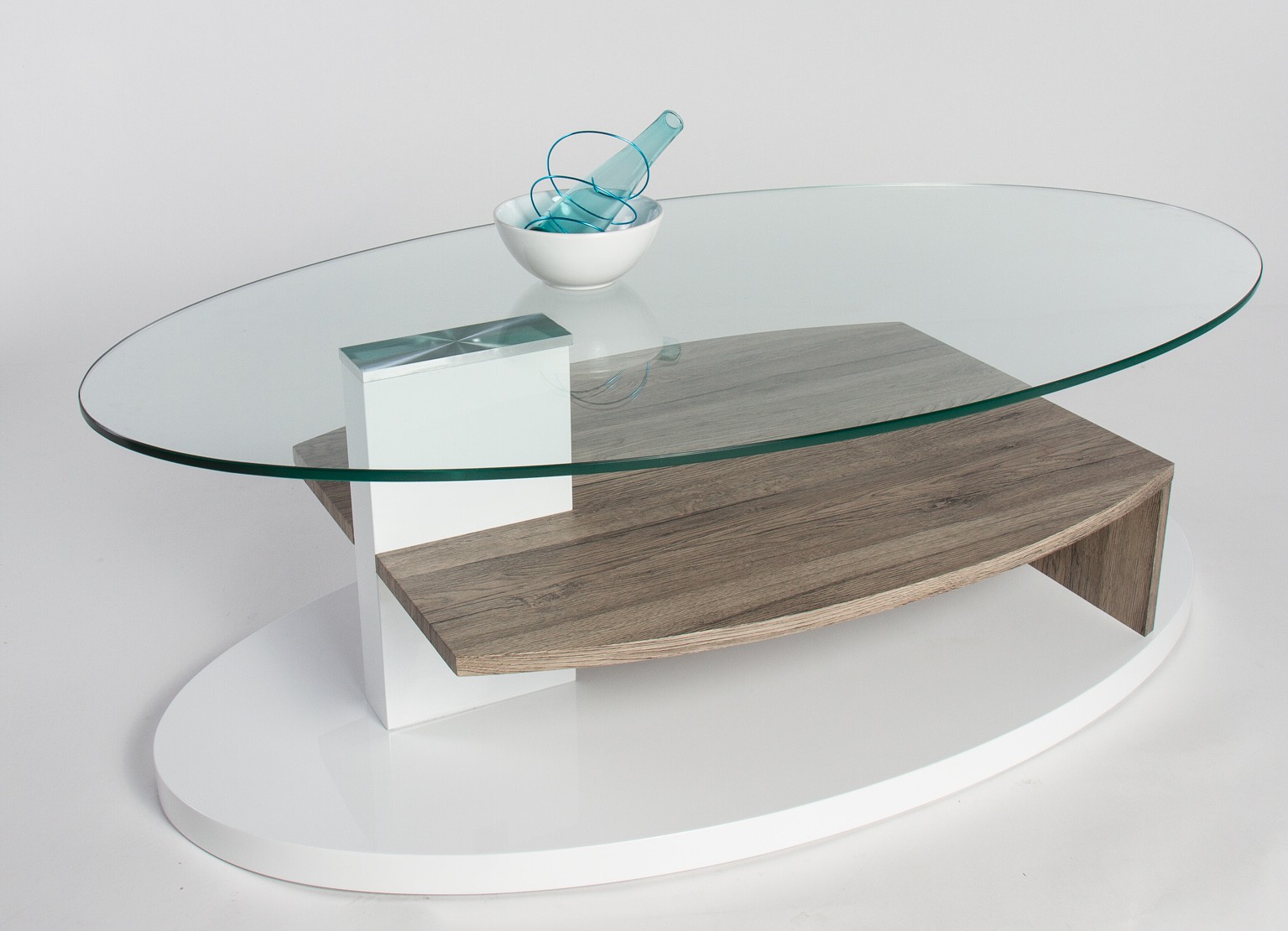 Table basse ovale design verre