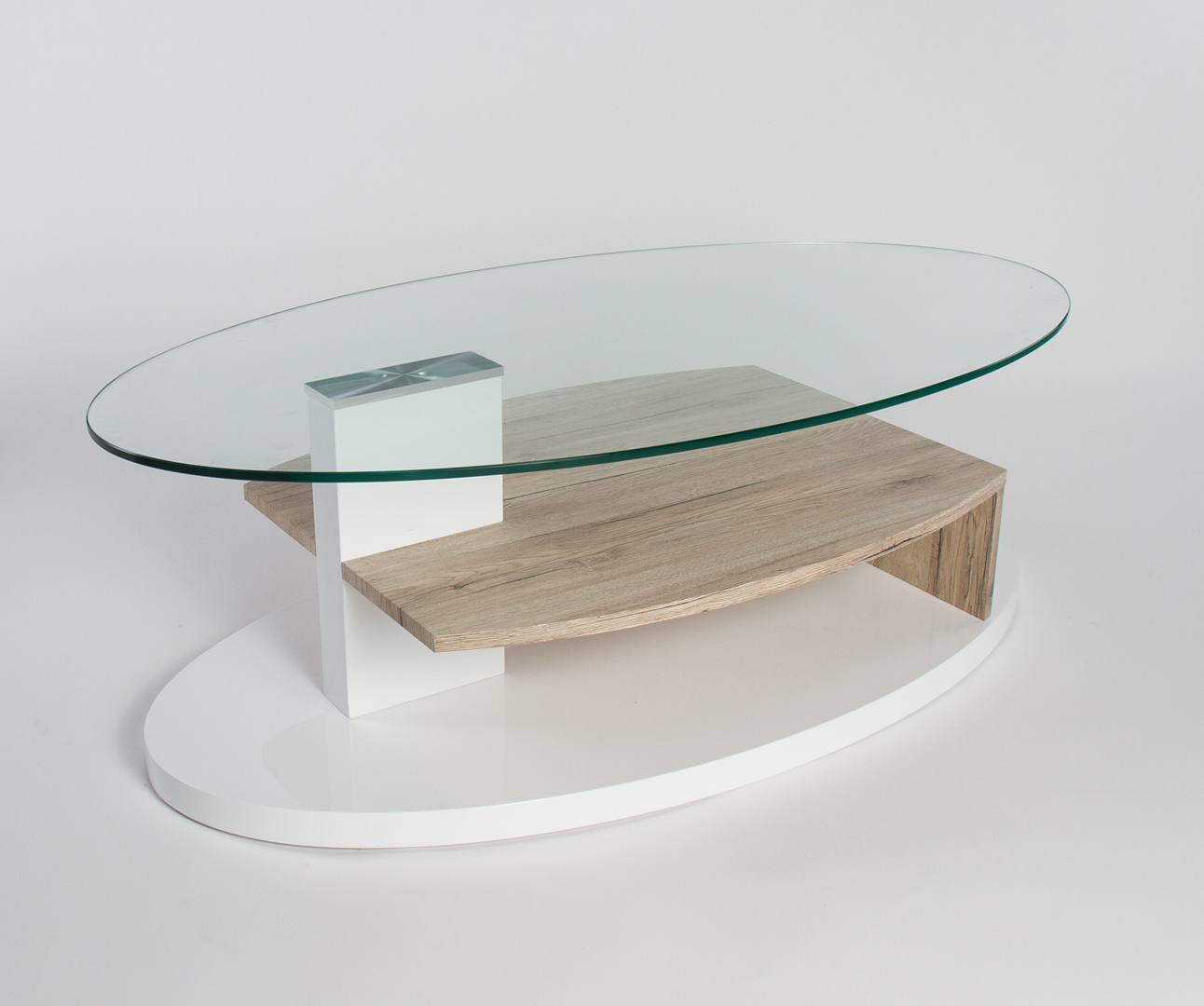 Table basse bois clair et verre