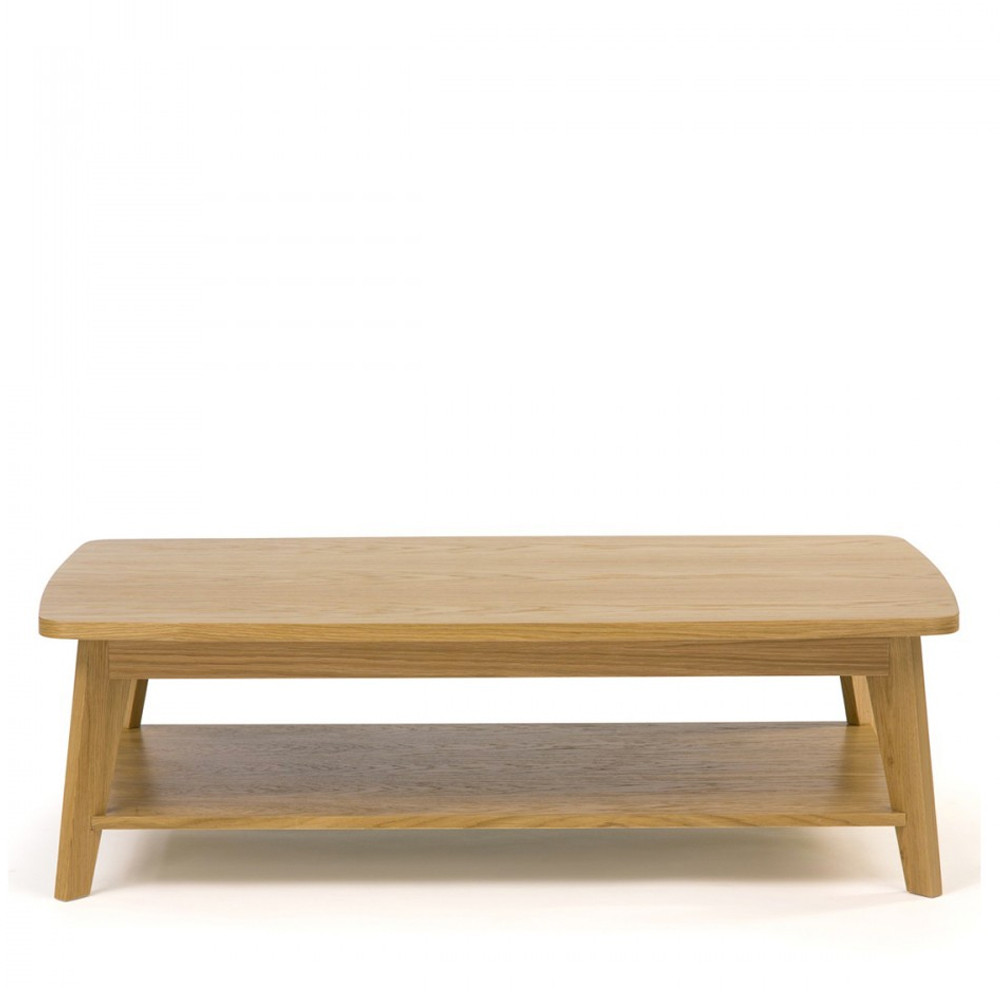 Table basse ovale 2 plateaux bois