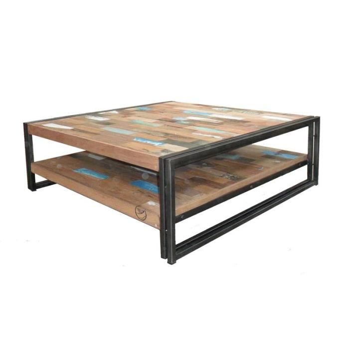 Table basse carree bois metal