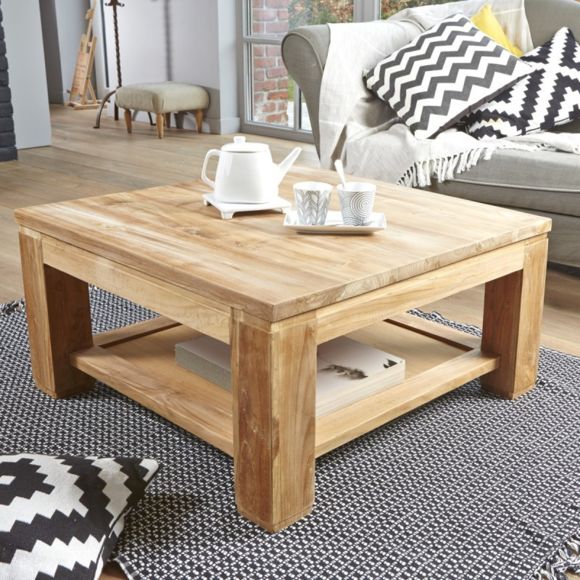 Table basse carrée en bois pas chere