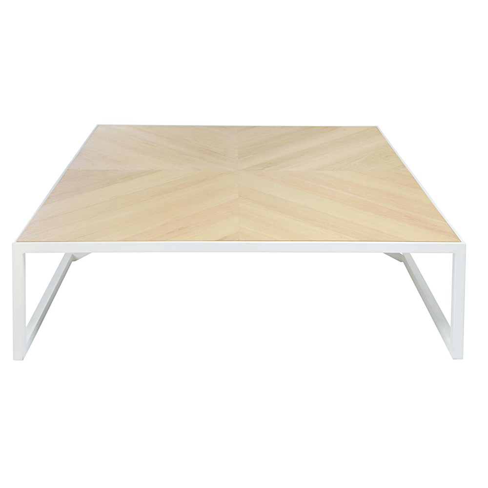 Table basse bois et metal blanc