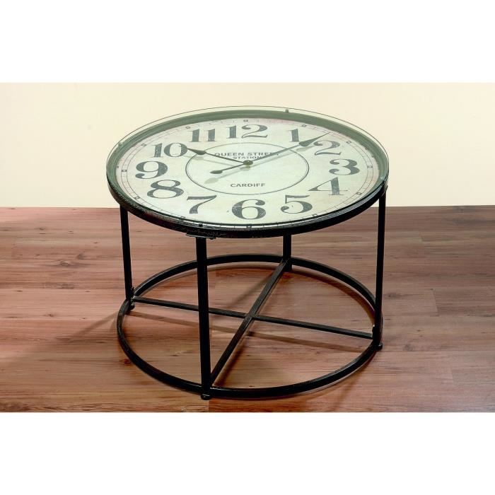Table basse ronde avec horloge