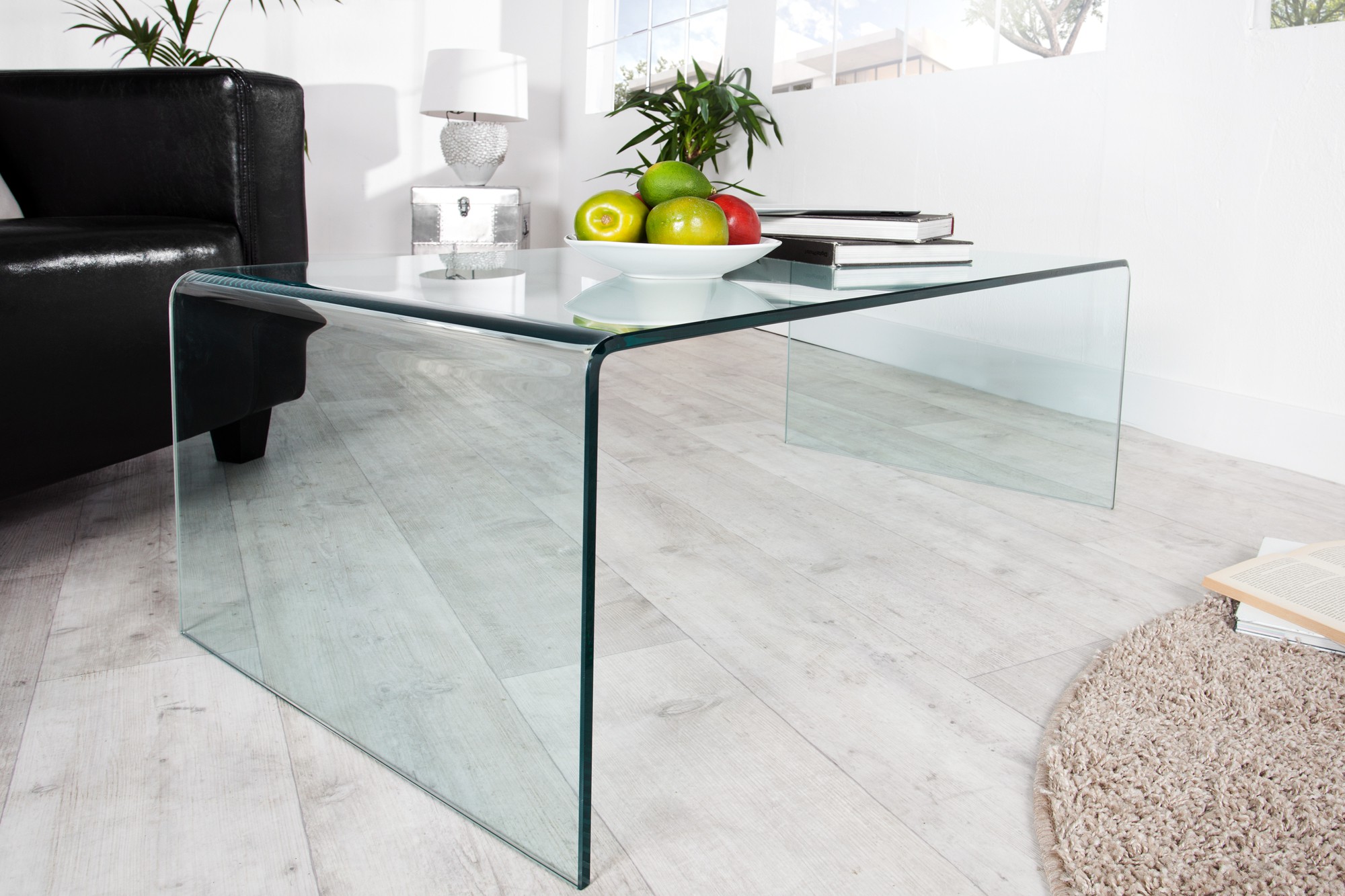 Table basse en verre transparent