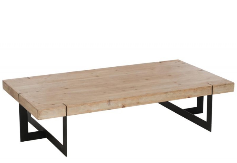 Table basse rectangulaire bois et metal