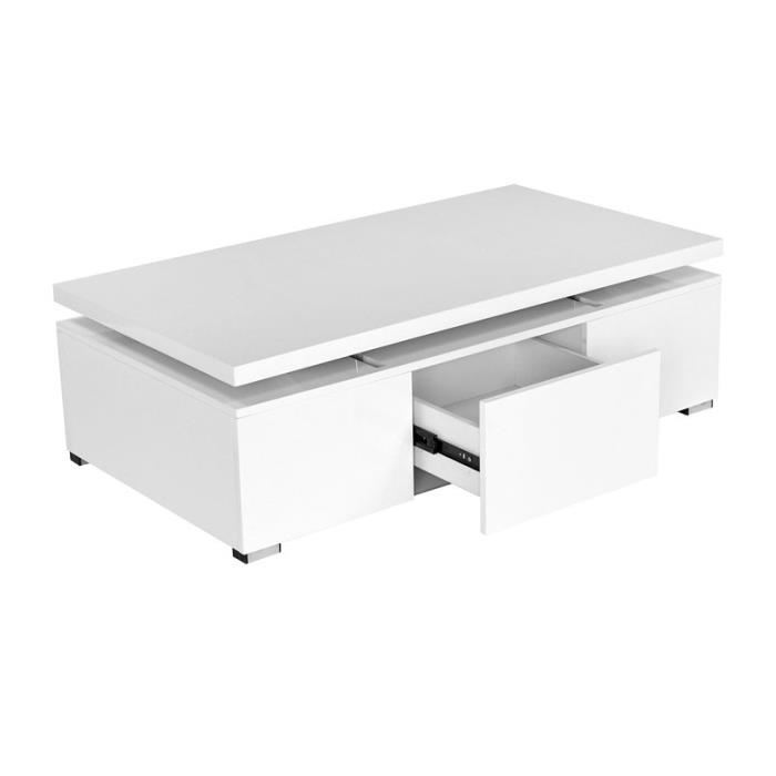Table basse relevable tommy blanc brillant