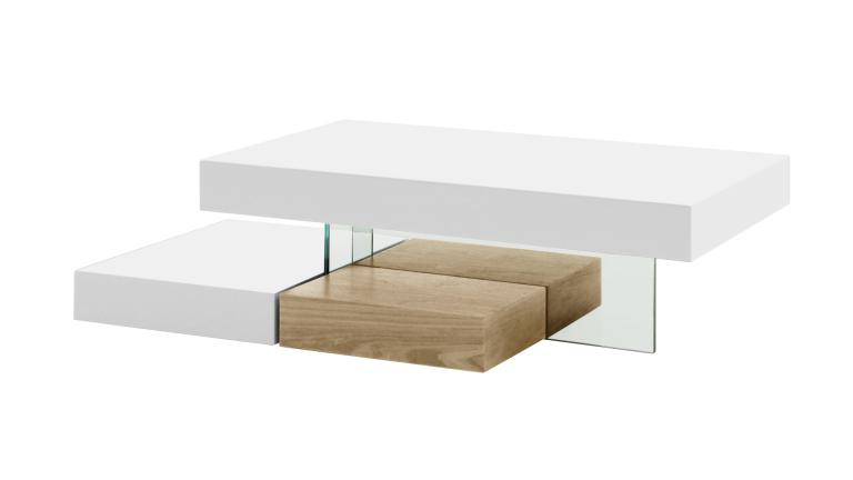 Table basse blanc et bois