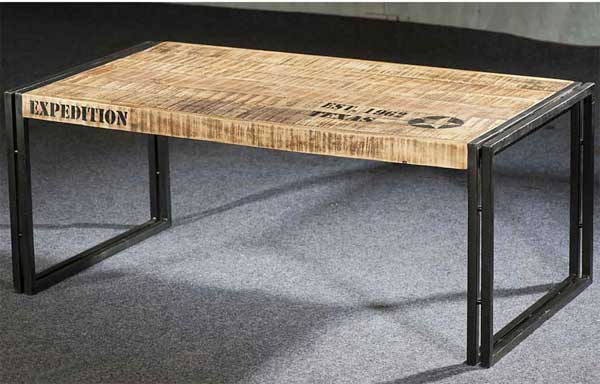 Table basse fer et bois style industriel