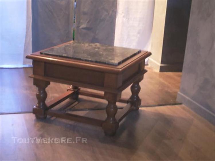 Table basse merisier plateau marbre