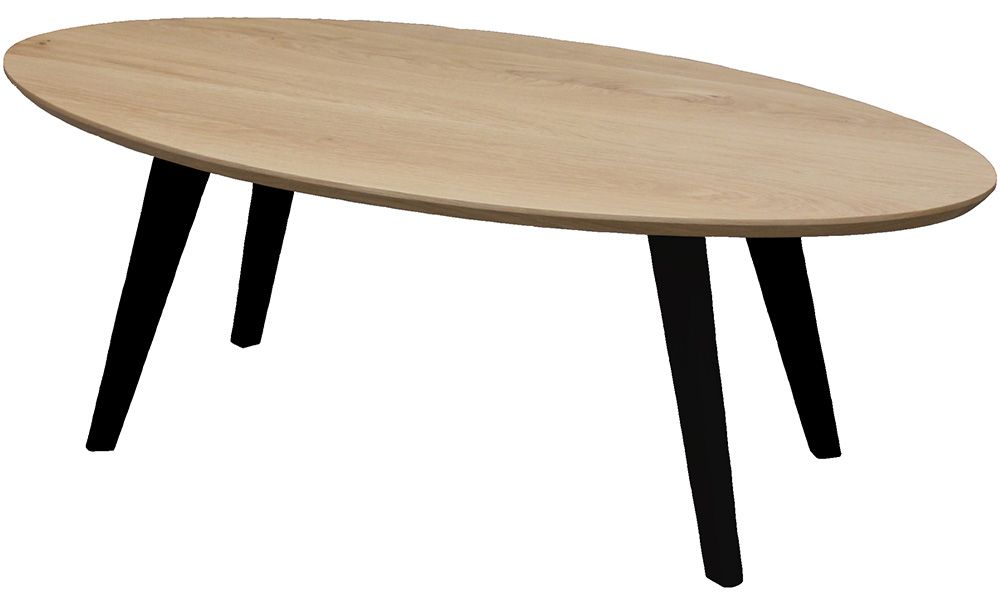 Table basse ovale en bois massif