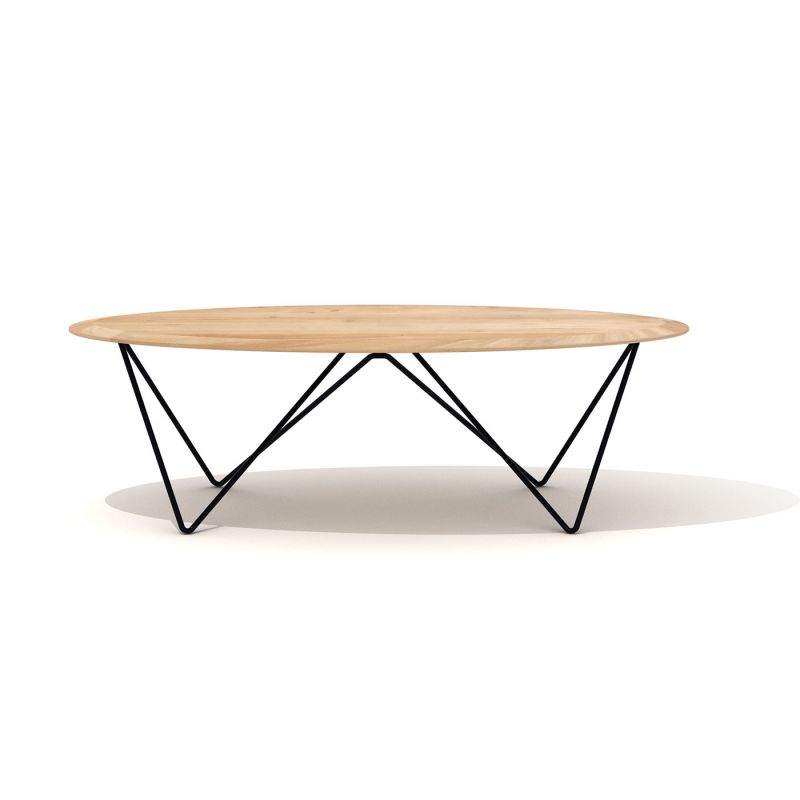 Table basse ovale bois metal