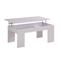 Table basse rectangulaire avec plateau relevable duna coloris blanc
