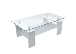 Table basse newform relevable extensible plateau en verre extra blanc