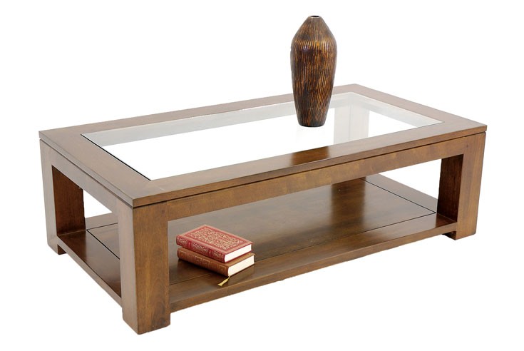 Table basse en bois verre