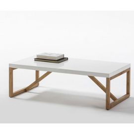 Table basse rectangulaire bois blanc