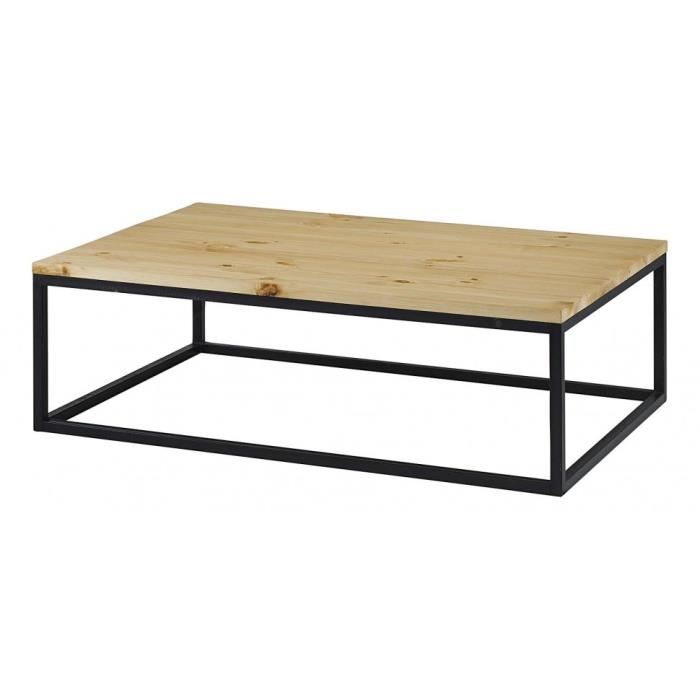 Table basse bois et metal rectangulaire