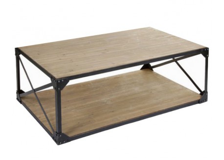 Table basse bois clair metal