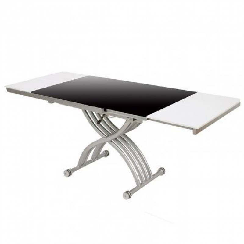 Table basse relevable à allonges zen - verre gris