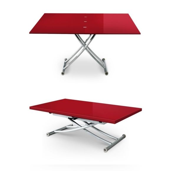 Table basse relevable rouge
