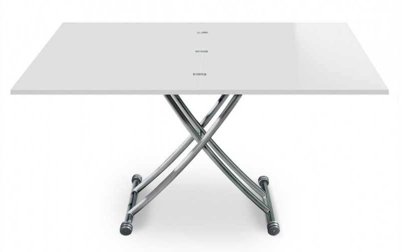 Table basse transformable relevable laquée blanc