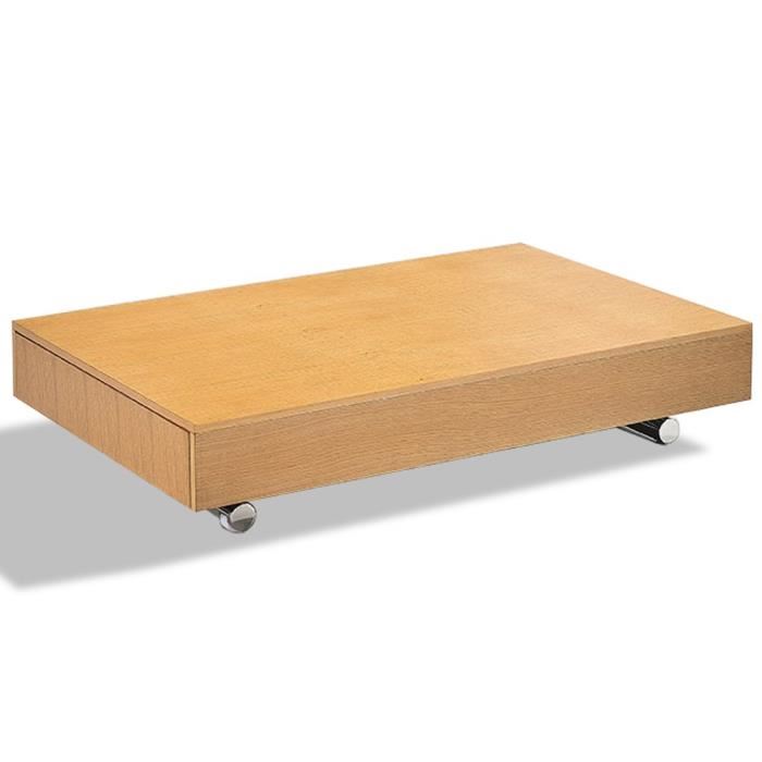 Table basse relevable cube noyer extensible 12 couverts