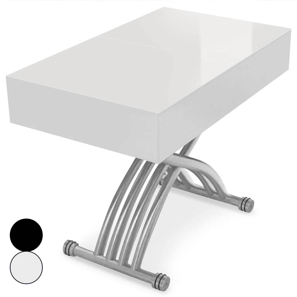 Table basse design relevable extensible laquée blanc maria