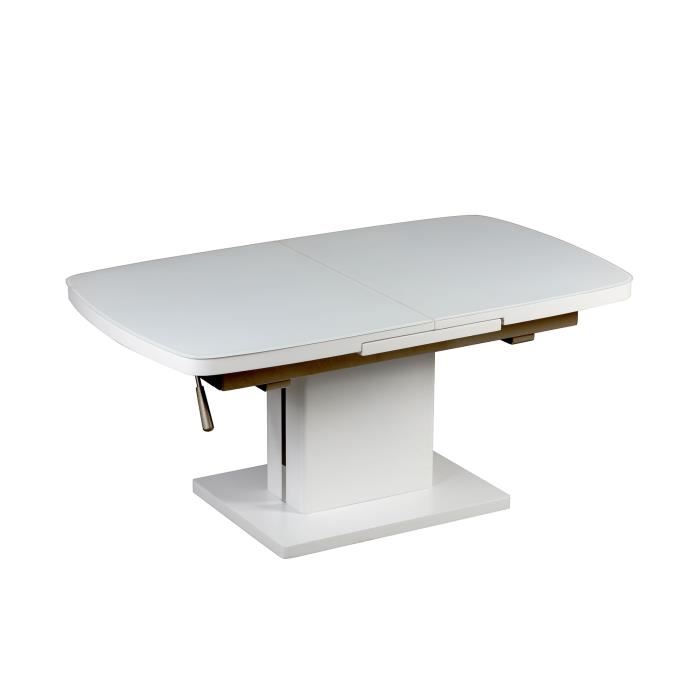 Table basse relevable extensible blanc laqué
