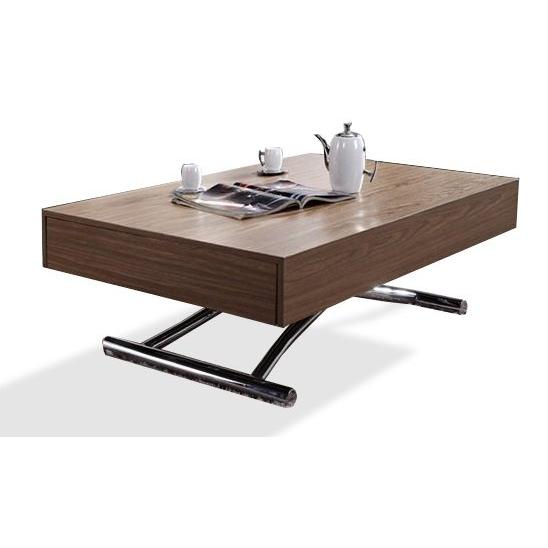 Table basse relevable extensible noyer