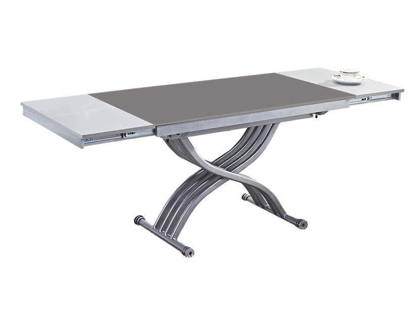 Table basse relevable reality verre gris gris