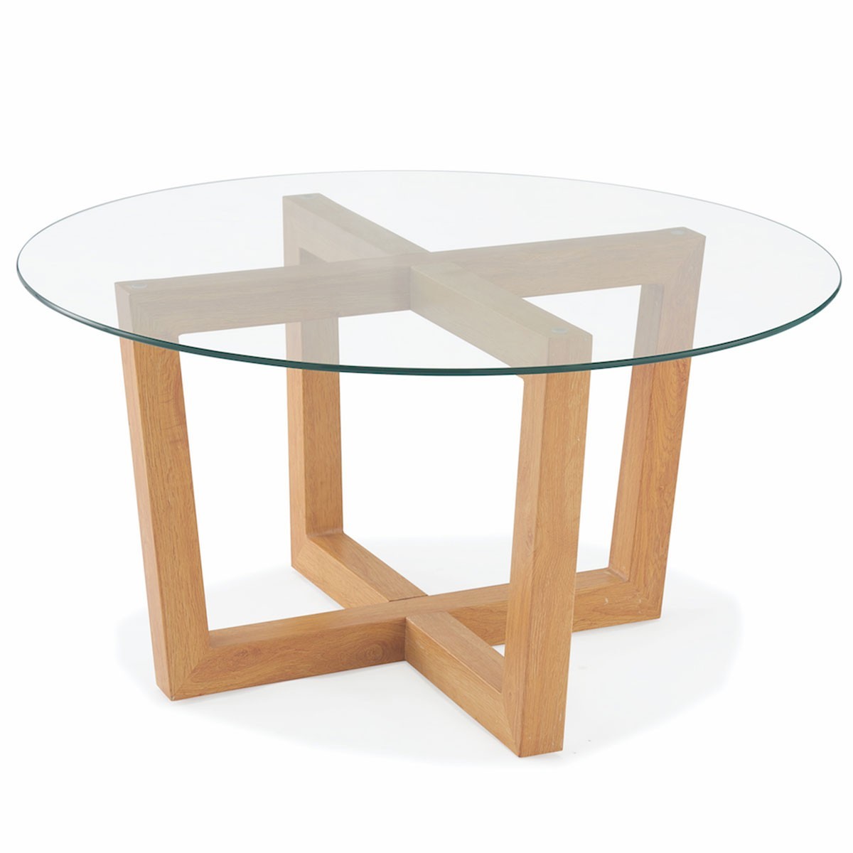 Table basse verre bois ronde
