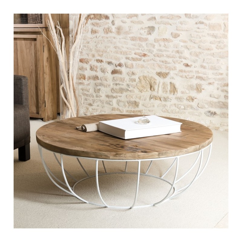 Table basse ovale pied bois