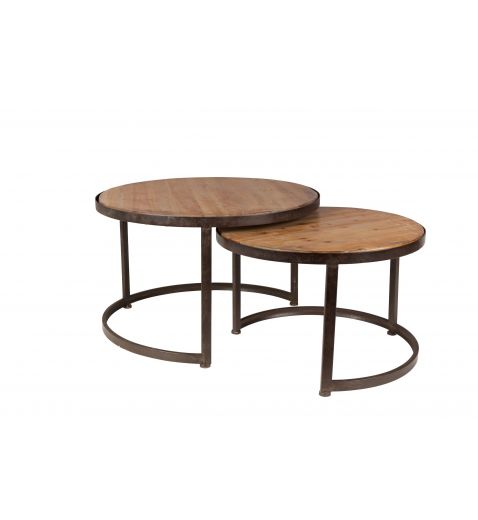 Table basse ronde bois et metal