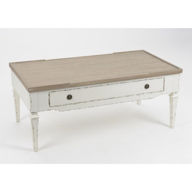 Table basse rectangulaire bois avec tiroir