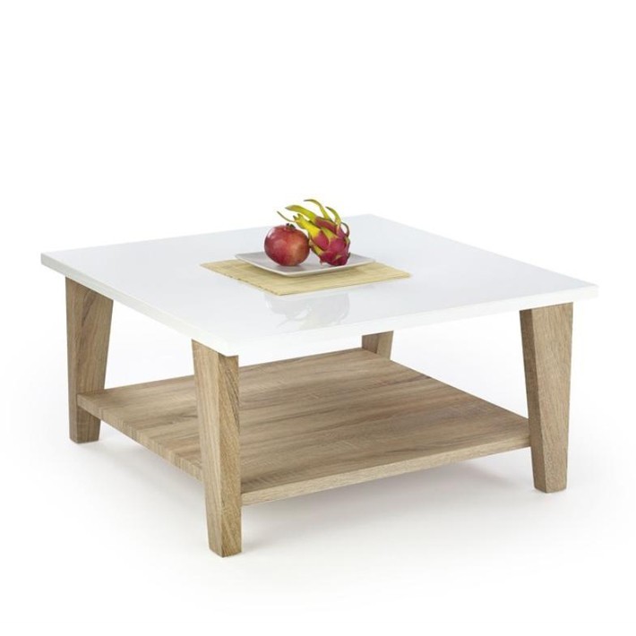 Table basse blanche et bois scandinave