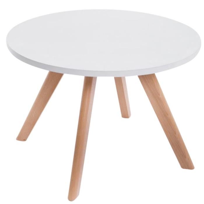 Table basse ronde en bois clair