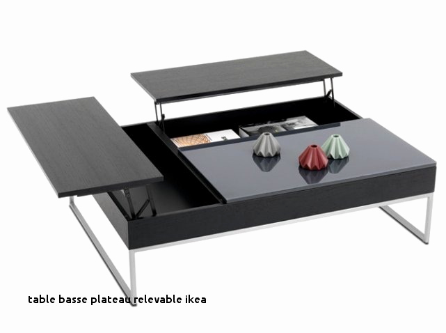 Open table basse transformable, plateau relevable blanc