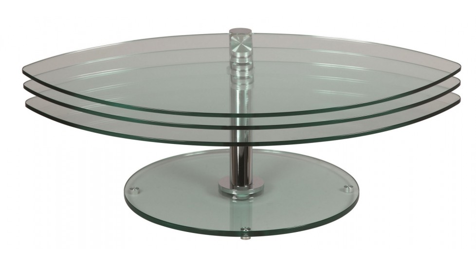 Table basse en verre ronde 3 plateaux