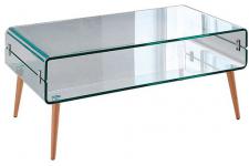 Table basse transparente et bois